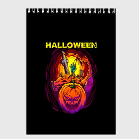 Скетчбук с принтом Halloween в Петрозаводске, 100% бумага
 | 48 листов, плотность листов — 100 г/м2, плотность картонной обложки — 250 г/м2. Листы скреплены сверху удобной пружинной спиралью | 31 октября | halloween | halowen | ведьма | день всех святых | джек | костюм | кровь | лого | монстр | надпись | праздник | приведение | призрак | светильник | символ | страшная | тыква | ужасы | хеллоуин | хеллуин