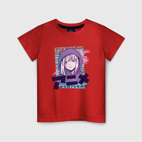 Детская футболка хлопок с принтом Love Anime Girl в Петрозаводске, 100% хлопок | круглый вырез горловины, полуприлегающий силуэт, длина до линии бедер | 