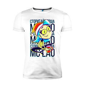 Мужская футболка хлопок Slim с принтом MC LAO в Петрозаводске, 92% хлопок, 8% лайкра | приталенный силуэт, круглый вырез ворота, длина до линии бедра, короткий рукав | mc lao | mclao | бан | блогер | богатыри | лайрафортнайт | мельница | мслао