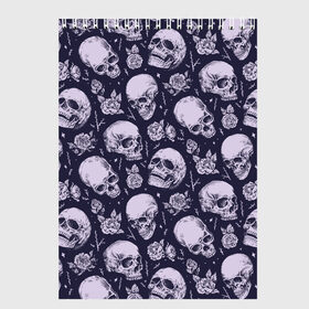 Скетчбук с принтом Мрачные черепа с розами в Петрозаводске, 100% бумага
 | 48 листов, плотность листов — 100 г/м2, плотность картонной обложки — 250 г/м2. Листы скреплены сверху удобной пружинной спиралью | Тематика изображения на принте: dark | gloomy | grim | halloween | hell | metal | metall | music | reaper | roses | skeleton | skull | skulls | souls | thorns | ад | взгляд | души | жнец | йорик | метал | металл | мрак | музыка | розы | скелет | скелеты | те