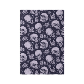 Обложка для паспорта матовая кожа с принтом Мрачные черепа с розами в Петрозаводске, натуральная матовая кожа | размер 19,3 х 13,7 см; прозрачные пластиковые крепления | Тематика изображения на принте: dark | gloomy | grim | halloween | hell | metal | metall | music | reaper | roses | skeleton | skull | skulls | souls | thorns | ад | взгляд | души | жнец | йорик | метал | металл | мрак | музыка | розы | скелет | скелеты | те