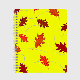Тетрадь с принтом Autumnal в Петрозаводске, 100% бумага | 48 листов, плотность листов — 60 г/м2, плотность картонной обложки — 250 г/м2. Листы скреплены сбоку удобной пружинной спиралью. Уголки страниц и обложки скругленные. Цвет линий — светло-серый
 | abstraction | autumn | autumnal | colorful | fallen | leaves | patterns | texture | yellow | абстракция | желтый | листья | опавший | осенний | осень | разноцветный | текстура | узоры