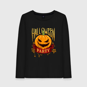 Женский лонгслив хлопок с принтом HALLOWEEN PARTY в Петрозаводске, 100% хлопок |  | halloween | party | вечеринка | ночь | тыква | ужас | хэллоуин | хэлоуин