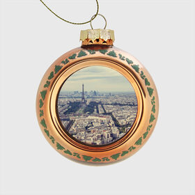 Стеклянный ёлочный шар с принтом Париж в Петрозаводске, Стекло | Диаметр: 80 мм | город | париж | улицы города | франция | эйфелевая башня