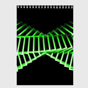 Скетчбук с принтом Неоновые квадраты в Петрозаводске, 100% бумага
 | 48 листов, плотность листов — 100 г/м2, плотность картонной обложки — 250 г/м2. Листы скреплены сверху удобной пружинной спиралью | абстракция | зеленый квадрат | квадрат | неоновый квадрат | прямоугольник