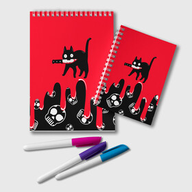 Блокнот с принтом WHAT CAT в Петрозаводске, 100% бумага | 48 листов, плотность листов — 60 г/м2, плотность картонной обложки — 250 г/м2. Листы скреплены удобной пружинной спиралью. Цвет линий — светло-серый
 | Тематика изображения на принте: art | black | black cat | cat | dark | dark cat | halloween | what | what cat | what mem | арт | кот | кот арт | кот мем | мем | нож | праздник | прикол | прикольный кот | убица | хэллоуин | чёрный | чёрный кот | что | что мем