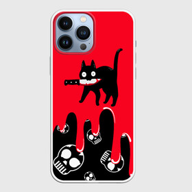 Чехол для iPhone 13 Pro Max с принтом WHAT CAT в Петрозаводске,  |  | art | black | black cat | cat | dark | dark cat | halloween | what | what cat | what mem | арт | кот | кот арт | кот мем | мем | нож | праздник | прикол | прикольный кот | убица | хэллоуин | чёрный | чёрный кот | что | что мем