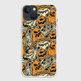 Чехол для iPhone 13 с принтом Хэллоуин в Петрозаводске,  |  | art | background | candy | halloween | pumpkin | star | texture | арт | звезда | конфеты | текстура | тыква | фон | хэллоуин | хэлуин
