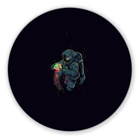 Коврик для мышки круглый с принтом Космонавт в Петрозаводске, резина и полиэстер | круглая форма, изображение наносится на всю лицевую часть | арт | астронавт | звезда | звёзды | инопланетная жизнь | инопланетянин | космонавт | космос | медуза | ночь | рисунок | скафандр