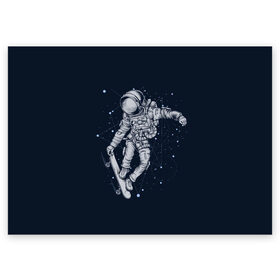 Поздравительная открытка с принтом Космонавт на скейте в Петрозаводске, 100% бумага | плотность бумаги 280 г/м2, матовая, на обратной стороне линовка и место для марки
 | арт | астронавт | звезда | звёзды | космический отдых | космонавт | космос | ночь | отдых | рисунок | скафандр | скейт | трюки на скейте