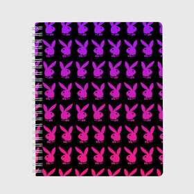 Тетрадь с принтом playboy в Петрозаводске, 100% бумага | 48 листов, плотность листов — 60 г/м2, плотность картонной обложки — 250 г/м2. Листы скреплены сбоку удобной пружинной спиралью. Уголки страниц и обложки скругленные. Цвет линий — светло-серый
 | black | pink | playboy | violet | плейбой | розовый | фиолетовый. | черный