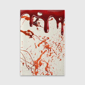 Обложка для паспорта матовая кожа с принтом Стекающая кровь в Петрозаводске, натуральная матовая кожа | размер 19,3 х 13,7 см; прозрачные пластиковые крепления | 2020 | blood | halloween | капли | кровавый | кровь | пятна | следы | стекающая | хэллоуин | хэлоуин