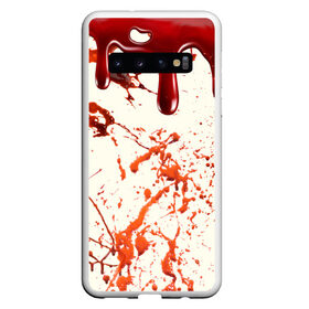 Чехол для Samsung Galaxy S10 с принтом Стекающая кровь в Петрозаводске, Силикон | Область печати: задняя сторона чехла, без боковых панелей | 2020 | blood | halloween | капли | кровавый | кровь | пятна | следы | стекающая | хэллоуин | хэлоуин