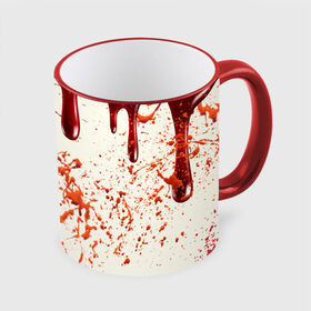 Кружка с принтом Стекающая кровь в Петрозаводске, керамика | ёмкость 330 мл | 2020 | blood | halloween | капли | кровавый | кровь | пятна | следы | стекающая | хэллоуин | хэлоуин