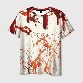 Мужская футболка 3D с принтом Стекающая кровь в Петрозаводске, 100% полиэфир | прямой крой, круглый вырез горловины, длина до линии бедер | 2020 | blood | halloween | капли | кровавый | кровь | пятна | следы | стекающая | хэллоуин | хэлоуин