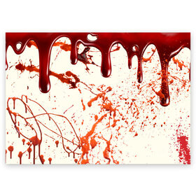 Поздравительная открытка с принтом Стекающая кровь в Петрозаводске, 100% бумага | плотность бумаги 280 г/м2, матовая, на обратной стороне линовка и место для марки
 | 2020 | blood | halloween | капли | кровавый | кровь | пятна | следы | стекающая | хэллоуин | хэлоуин