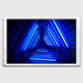 Магнит 45*70 с принтом Неоновый тоннель в Петрозаводске, Пластик | Размер: 78*52 мм; Размер печати: 70*45 | неон | неоновый тоннель | тоннель | треугольник | треугольный коридор | фантастический тоннель
