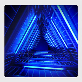 Магнитный плакат 3Х3 с принтом Неоновый тоннель в Петрозаводске, Полимерный материал с магнитным слоем | 9 деталей размером 9*9 см | неон | неоновый тоннель | тоннель | треугольник | треугольный коридор | фантастический тоннель