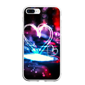Чехол для iPhone 7Plus/8 Plus матовый с принтом Неоновое сердце в Петрозаводске, Силикон | Область печати: задняя сторона чехла, без боковых панелей | любовь | неоновое сердце | неоновые сердечки | сердечки | сердце