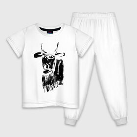 Детская пижама хлопок с принтом бык нарисованный в Петрозаводске, 100% хлопок |  брюки и футболка прямого кроя, без карманов, на брюках мягкая резинка на поясе и по низу штанин
 | Тематика изображения на принте: 2021 | бык | год быка | год коровы | новый год | символ года