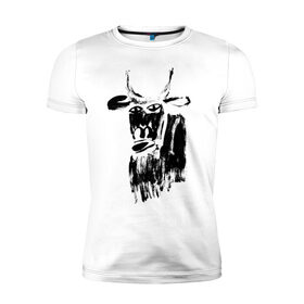 Мужская футболка хлопок Slim с принтом бык нарисованный в Петрозаводске, 92% хлопок, 8% лайкра | приталенный силуэт, круглый вырез ворота, длина до линии бедра, короткий рукав | 2021 | бык | год быка | год коровы | новый год | символ года