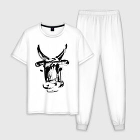Мужская пижама хлопок с принтом бык в Петрозаводске, 100% хлопок | брюки и футболка прямого кроя, без карманов, на брюках мягкая резинка на поясе и по низу штанин
 | 2021 | бык | год быка | год коровы | новый год | символ года