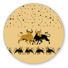 Коврик для мышки круглый с принтом год быка в Петрозаводске, резина и полиэстер | круглая форма, изображение наносится на всю лицевую часть | 2021 | бык | год быка | год коровы | новый год | символ года