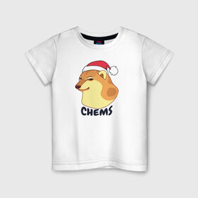 Детская футболка хлопок с принтом Новогодний Чимс в Петрозаводске, 100% хлопок | круглый вырез горловины, полуприлегающий силуэт, длина до линии бедер | chemps | chems | doge | dogo | дог | доге | доке и чимс | чимс | чимс доге