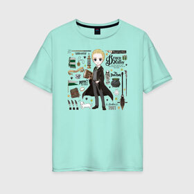 Женская футболка хлопок Oversize с принтом Драко в Петрозаводске, 100% хлопок | свободный крой, круглый ворот, спущенный рукав, длина до линии бедер
 | draco malfoy | harry potter | vdzabma | гарри поттер | драко малфой | дрейко малфой