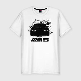 Мужская футболка хлопок Slim с принтом BMW M5 E39 в Петрозаводске, 92% хлопок, 8% лайкра | приталенный силуэт, круглый вырез ворота, длина до линии бедра, короткий рукав | bmw | bmw5series | bmwe39 | m5 | mperformance | mpower