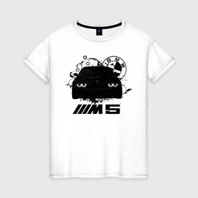 Женская футболка хлопок с принтом BMW M5 E39 в Петрозаводске, 100% хлопок | прямой крой, круглый вырез горловины, длина до линии бедер, слегка спущенное плечо | bmw | bmw5series | bmwe39 | m5 | mperformance | mpower