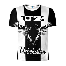 Мужская футболка 3D спортивная с принтом Узбекистан в Петрозаводске, 100% полиэстер с улучшенными характеристиками | приталенный силуэт, круглая горловина, широкие плечи, сужается к линии бедра | beak | eagle | eyes | republic | uzbekistan | глаза | клюв | орел | республика | узбекистан