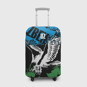 Чехол для чемодана 3D с принтом Узбекистан в Петрозаводске, 86% полиэфир, 14% спандекс | двустороннее нанесение принта, прорези для ручек и колес | eagle | flag | raster | republic | uzbekistan | орел | растр | республика | узбекистан | флаг