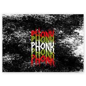 Поздравительная открытка с принтом PHONK в Петрозаводске, 100% бумага | плотность бумаги 280 г/м2, матовая, на обратной стороне линовка и место для марки
 | Тематика изображения на принте: drift | memphis | music | phonk | phonk drift | phonk drift music | phonk edition | phonk mix | phonk music | phonk radio | phonk remix | trap | музыка для дрифта | пхонк | фонк | фонк дрифт | фонк рэп