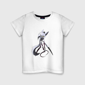 Детская футболка хлопок с принтом Лиса наёмник в Петрозаводске, 100% хлопок | круглый вырез горловины, полуприлегающий силуэт, длина до линии бедер | арт | кровь | лиса | персонаж | рисунок | серп | фурри | фурри лиса