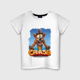 Детская футболка хлопок с принтом Crash Bandicoot Red Logo | Крэш Бандикут (Z) в Петрозаводске, 100% хлопок | круглый вырез горловины, полуприлегающий силуэт, длина до линии бедер | Тематика изображения на принте: aku aku | bandicoot | cortex | crash | crash bandicoot | dr. neo cortex | naughty dog | tornado spin | бандикут | кортекс | крэш | тавна