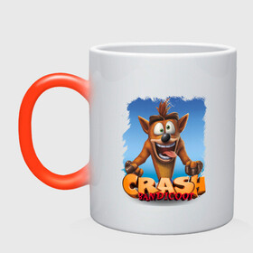 Кружка хамелеон с принтом Crash Bandicoot Red Logo | Крэш Бандикут (Z) в Петрозаводске, керамика | меняет цвет при нагревании, емкость 330 мл | aku aku | bandicoot | cortex | crash | crash bandicoot | dr. neo cortex | naughty dog | tornado spin | бандикут | кортекс | крэш | тавна