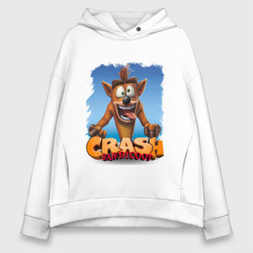 Женское худи Oversize хлопок с принтом Crash Bandicoot Red Logo (Z) в Петрозаводске, френч-терри — 70% хлопок, 30% полиэстер. Мягкий теплый начес внутри —100% хлопок | боковые карманы, эластичные манжеты и нижняя кромка, капюшон на магнитной кнопке | Тематика изображения на принте: aku aku | bandicoot | cortex | crash | crash bandicoot | dr. neo cortex | naughty dog | tornado spin | бандикут | кортекс | крэш | тавна