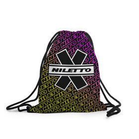 Рюкзак-мешок 3D с принтом НИЛЕТТО / Niletto в Петрозаводске, 100% полиэстер | плотность ткани — 200 г/м2, размер — 35 х 45 см; лямки — толстые шнурки, застежка на шнуровке, без карманов и подкладки | Тематика изображения на принте: hip | hop | logo | music | nileto | niletto | rap | знак | лого | логотип | логотипы | любимка | музыка | музыкант | нилето | нилетто | рэп | символ | символы | хип | хоп