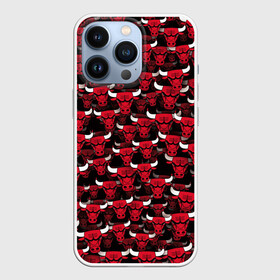 Чехол для iPhone 13 Pro с принтом Быки Chicago Bulls в Петрозаводске,  |  | Тематика изображения на принте: баскетбол | бык | корова | красный | нба | паттерн | рога | чикаго буллз