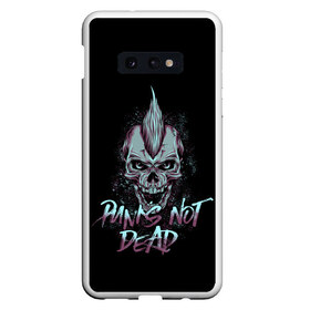 Чехол для Samsung S10E с принтом PUNKS NOT DEAD в Петрозаводске, Силикон | Область печати: задняя сторона чехла, без боковых панелей | anarchy | dead | musick | punk | rock | skull | анархия | музыка | панк | рок | череп