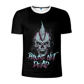 Мужская футболка 3D спортивная с принтом PUNKS NOT DEAD в Петрозаводске, 100% полиэстер с улучшенными характеристиками | приталенный силуэт, круглая горловина, широкие плечи, сужается к линии бедра | anarchy | dead | musick | punk | rock | skull | анархия | музыка | панк | рок | череп