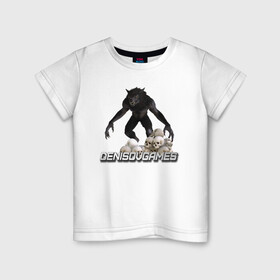Детская футболка хлопок с принтом DenisovGames в Петрозаводске, 100% хлопок | круглый вырез горловины, полуприлегающий силуэт, длина до линии бедер | denisovgames | блогер | денисов | мистика | оборотень | оборотни | ужасы | хоррор | хэллоуин