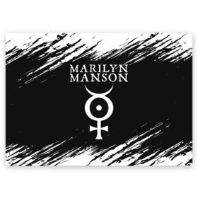 Поздравительная открытка с принтом MARILYN MANSON / М. МЭНСОН в Петрозаводске, 100% бумага | плотность бумаги 280 г/м2, матовая, на обратной стороне линовка и место для марки
 | Тематика изображения на принте: logo | manson | marilyn | music | rock | группа | лого | логотип | логотипы | менсон | мерилин | мерлин | музыка | мэнсон | мэрилин | рок | символ