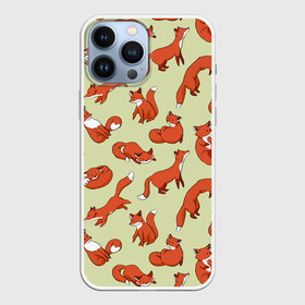 Чехол для iPhone 13 Pro Max с принтом Осенние лисички в Петрозаводске,  |  | art | autumn | cute | pattern | winter | арт | арты | бежит | живопись | животные | зима | иллюстрация | лиса | лисица | лисы | милая | мультяшная | нарисованная | осень | охотник | пастель | паттерн | прыгает | пушистая