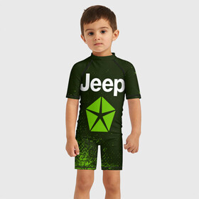 Детский купальный костюм 3D с принтом JEEP / Джип в Петрозаводске, Полиэстер 85%, Спандекс 15% | застежка на молнии на спине | auto | jeep | logo | moto | symbol | авто | автомобиль | гонки | джип | знак | лого | логотип | логотипы | марка | машина | мото | символ | символы