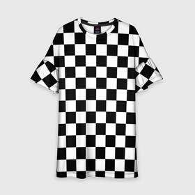 Детское платье 3D с принтом Шахматка в Петрозаводске, 100% полиэстер | прямой силуэт, чуть расширенный к низу. Круглая горловина, на рукавах — воланы | абстракция | в клетку | игра | клетка | клеточка | тренд | черно белая | черно белая клетка | шахматка | шахматная клетка | шахматы