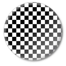 Значок с принтом Шахматка в Петрозаводске,  металл | круглая форма, металлическая застежка в виде булавки | Тематика изображения на принте: абстракция | в клетку | игра | клетка | клеточка | тренд | черно белая | черно белая клетка | шахматка | шахматная клетка | шахматы
