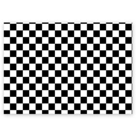 Поздравительная открытка с принтом Шахматка в Петрозаводске, 100% бумага | плотность бумаги 280 г/м2, матовая, на обратной стороне линовка и место для марки
 | Тематика изображения на принте: абстракция | в клетку | игра | клетка | клеточка | тренд | черно белая | черно белая клетка | шахматка | шахматная клетка | шахматы