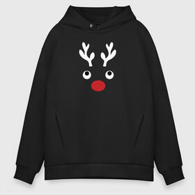 Мужское худи Oversize хлопок с принтом Deer Baby в Петрозаводске, френч-терри — 70% хлопок, 30% полиэстер. Мягкий теплый начес внутри —100% хлопок | боковые карманы, эластичные манжеты и нижняя кромка, капюшон на магнитной кнопке | Тематика изображения на принте: 